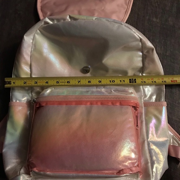 Iridescent Pink Rainbow Full size back pack NWT - Picture 4 of 7